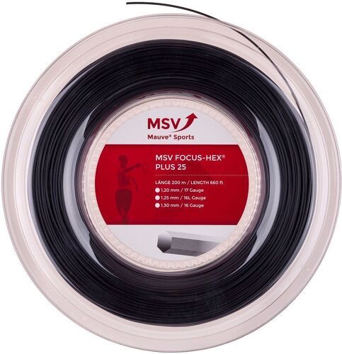 MSV-Cordage De Tennis Msv Focus Hex Plus 25 (Durabilité + Spin) Rouleau De 200M-0