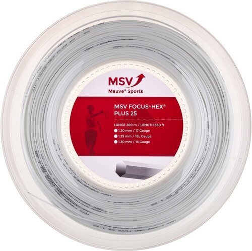 MSV-Cordage De Tennis Msv Focus Hex Plus 25 (Durabilité + Spin) Rouleau De 200M-0