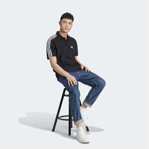 adidas Sportswear-Polo à petit logo et 3 bandes en piqué brodé Essentials-3