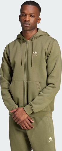 adidas-Pull Hoodie Trefoil Essential Full Zip Olive Strata-2