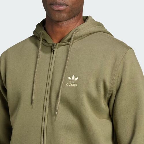 adidas-Pull Hoodie Trefoil Essential Full Zip Olive Strata-3