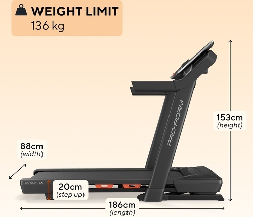 PRO FORM-Tapis de course Carbon TLX / 19km/h / Inclinaison +12%-2