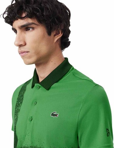 LACOSTE-Polo Lacoste Tennis Novak Djokovic Vert / Marine Version Fan-2