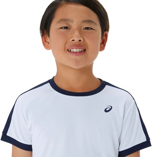 ASICS-T-Shirt Asics Junior Blanc / Bleu marine-3