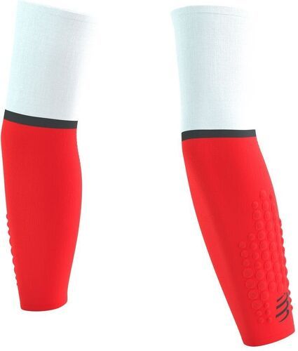 COMPRESSPORT-Compressport armforce ultralight white et fluo red manchettes  running-0