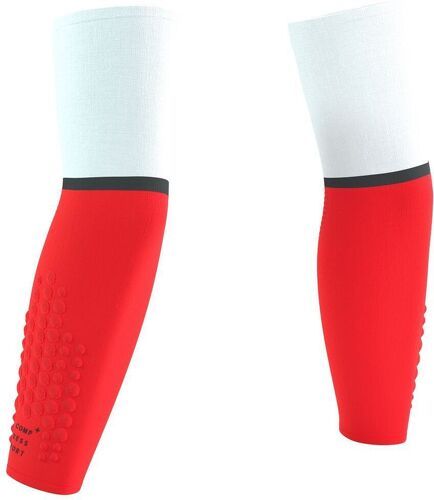 COMPRESSPORT-Compressport armforce ultralight white et fluo red manchettes  running-2