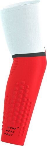 COMPRESSPORT-Compressport armforce ultralight white et fluo red manchettes  running-3