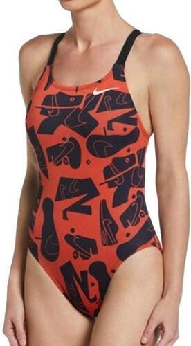 NIKE-Maillot de bain Noire/Rouge Femme Nike Fast Back-0